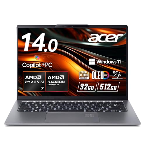 Acer m[gp\R Swift Go 14 AI Ryzen AI 7 OLED DCI-P3 100% WQXGA{ 16:10 32GB 512GB SSD 14C` ^y A~jE 1.28Kg 16ԋ쓮 360f We