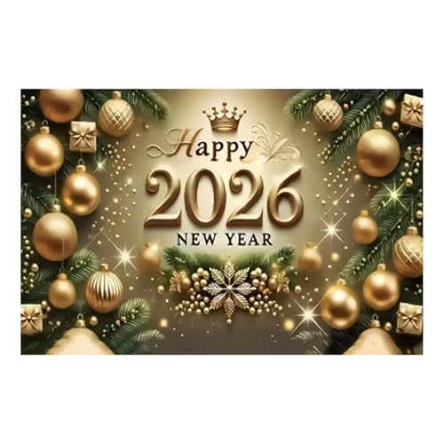 Panel De Pared De Año Nuevo - Banner De Celebración 2026, Decoración De Fiesta De Vacaciones, Lienzo De Fotos, Pieza De Exposición Estacional | Banner De Celebración 2026 para Interior Y