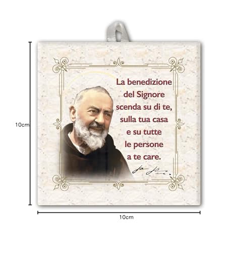 Fratelli Bonella | Keramikfliese mit Padre Pio in Geschenkbox 10 x 10 cm | Made in Italy