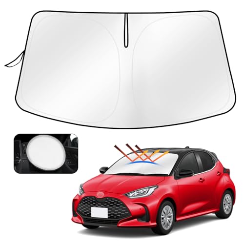 CARTIST ヤリス サンシェード Yaris サンセット 2020年2月～現行 サンライン サンフィア フロントサンシェード 日よけ 遮光 シェード UVカット 車中泊 カスタムパーツ アクセサリー 内装パーツ カー用品 取付簡単 ハンドルカバー収納袋付