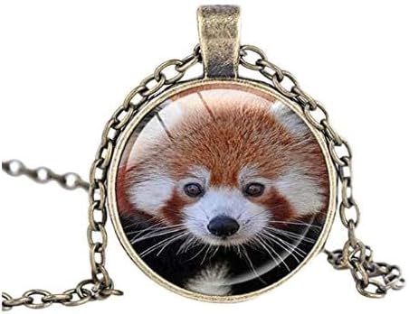Collar con colgante de oso panda rojo, collar vintage colgante de animales de cristal, joyería de mujer, regalos de cumpleaños para niños y regalo