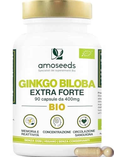 Ginkgo Biloba BIO | Extra Forte, 4560mg al giorno | Contiene Flavonoidi e Terpeni | 90 capsule vegane | Memoria, Concentrazione, Circolazione Sanguigna | Qualità Superiore