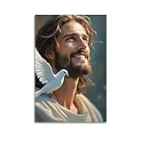 XYSXYCP Wandkunstdruck, Christentum-Poster, friedliche Figur mit Taube, moderne Familie, für Wohnzimmer, Dekoration, 30 x 45 cm