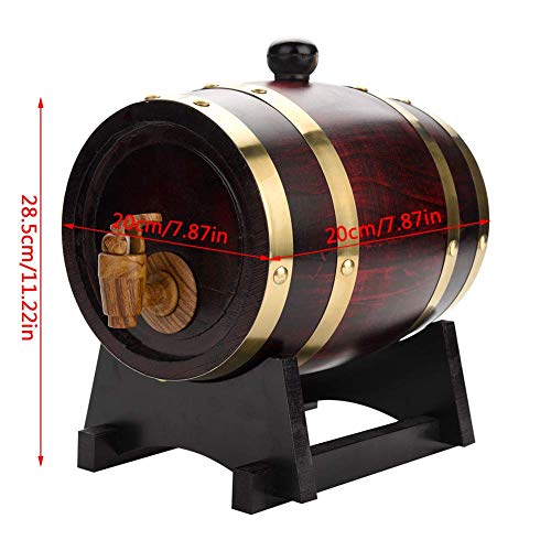 Jadeshay Oak Barrel - Ancienne cave à vin en chêne est utilisée pour stocker le rhum de vin de bière Beer Whiskey 1.5L/3L/5L (taille: 1.5L Red Wine) - Image 4