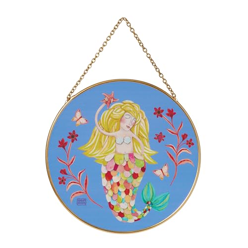 Enesco Allen Designs Mermaid with Rainbow Tail Hanging Window Suncatcher, 6 Inch, Multicolor