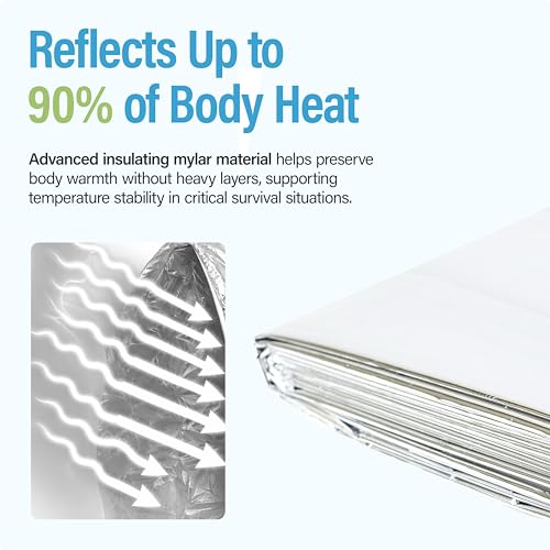 Image of Ever Ready First Aid Mylar Rescue Blanket, Large Silver Thermal Sheet for Emergency and Survival, 54 inch x 84 inch