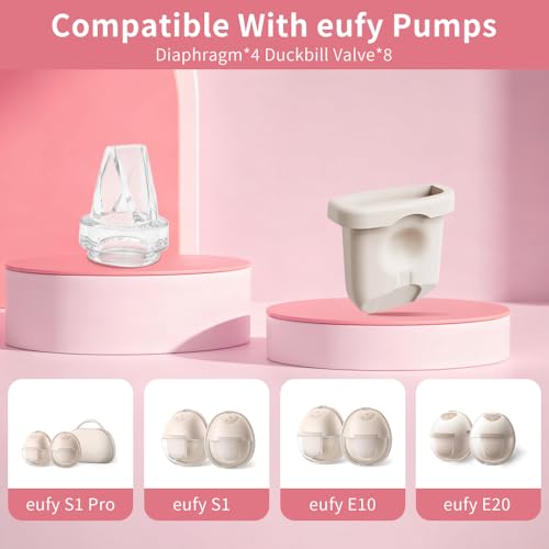 Image of 12PCS Replacement Parts for eufy E10 E20 S1 S1 Pro Accessories | 8 Duckbill Valves and 4 Silicone Diaphragms, Food Grade BPA Free Anti-Backflow Pump Spares