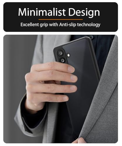 Image of WOW IMAGINE Translucent Hybrid Back Case Cover for Samsung Galaxy M34 5G | F34 5G Smoked Matte Back | Shock Proof 360 Degree Protection | Protective Hard Case - Matte Black