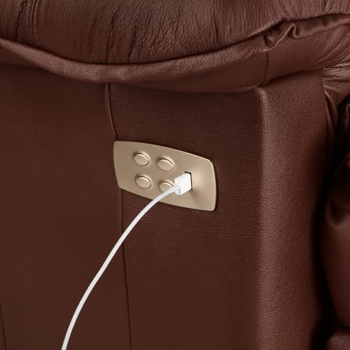 Image of LA Z BOY American Imported Cardinal Single Seater Auto Motorized Italian Leather Reclina Rocker Recliner Sofa | Premium Durable Iconic Comfort Home Design | Living Room Relax Seating Chair | Chestnut
