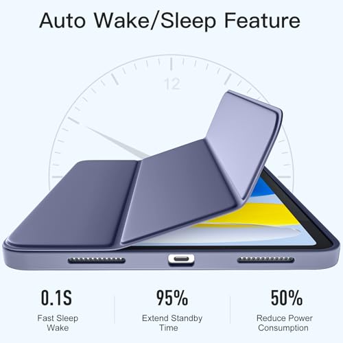 Image of Wenlaty Compatible with iPad (A16) 11th Generation Case 11 Inch 2025, for iPad 10th Generation Case 10.9 Inch 2022 with Pencil Holder, Trifold Stand Protective Clear Back, Auto Wake /Sleep Blue Gray