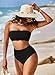 Pink Queen Women's Removable Strap Pad High Waist Bikini Set Swimsuit Black S