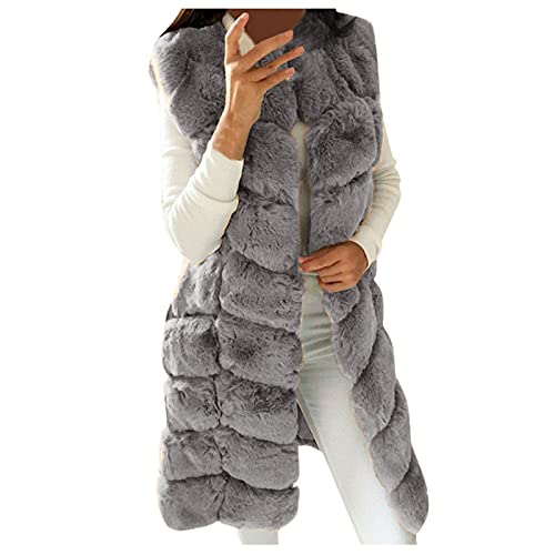 Gilet en fourrure synthétique femme veste d'hiver chaude grandes tailles