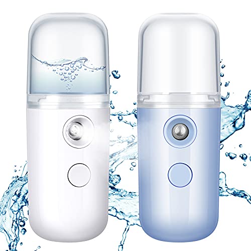 Honoson 2 Pack Nano Facial Mister for Lashes Sprayer,White and Blue