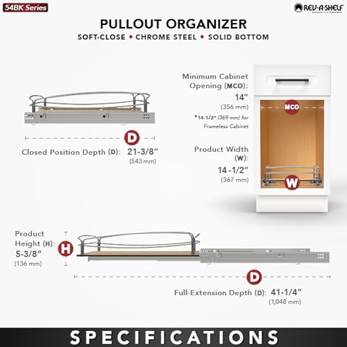 Image of Rev-A-Shelf Pullout Organizer w /Soft-Close, Min Opening Width 14 inch