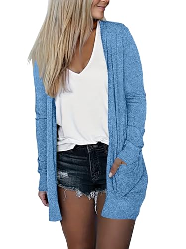 Image of DB MOON Womens Long Cardigan 2026 Fall Lightweight Long Sleeve Open Front Sweater with Pockets