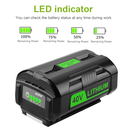 Energup 40Volt 6500mAh Replacement Ryobi 40V Battery and Charger Kit, for 40Volt Lithium Battery OP4026 OP40601 OP4050A OP4040 OP4030 OP4050 with OP401 Ryobi 40V Charger