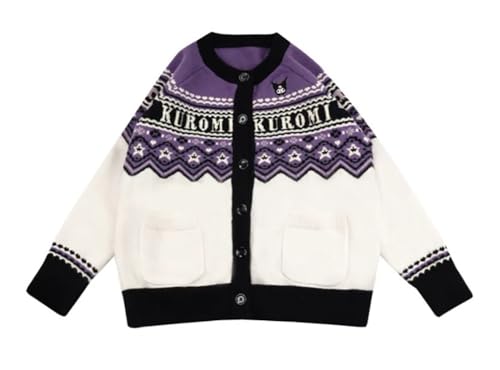 Image of Kawaii Cartoon Cardigan Sweaters for Women Girls Long Sleeve Open Front Knit Cardigans Plaid JK School Uniform