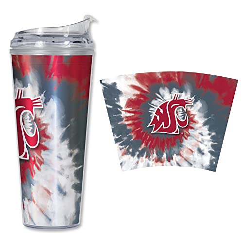Image of Rico Industries NCAA Glitter 24oz Acrylic Glitter Tumbler with Hinged Lid, Officially Licensed Double Wall Tumbler with Straw