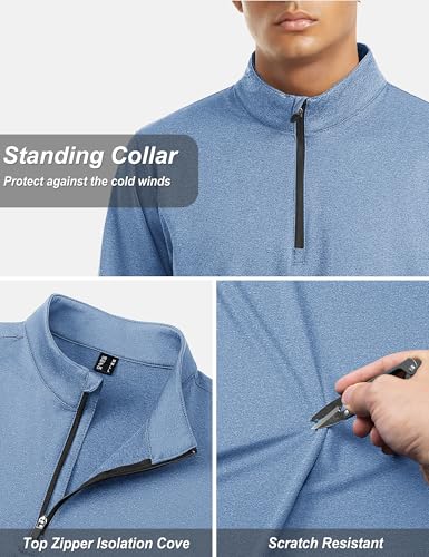 Image of TACVASEN Men's Sports Shirts 1 /4 Zip Long Sleeve Fleece Lined Running Workout Pullover Tops Sweatshirt
