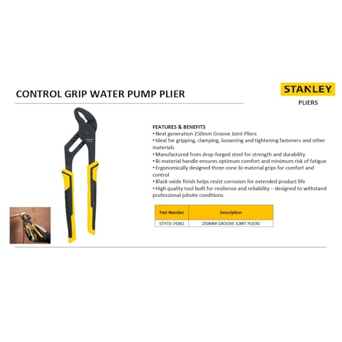 Pince multiprise STANLEY Dynagrip 250mm Acier Poignée confortable Jaune - vue 7