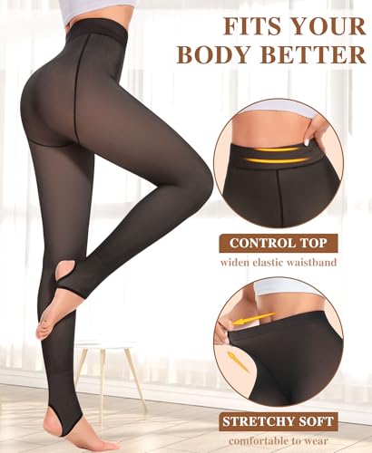 Image of DOCUMO Women's Tights 80 Denier Opaque Tights Soft Solid Color High Waist Stretchy Pantyhose