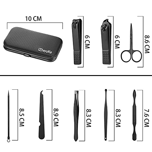 iZhuoKe Maniküre Set,Luxus Maniküre 8 In 1 Edelstahl Professionelle Pediküre Set,Edelstahl Pflege Werkzeuge Mit Schwarz… – Bild 3
