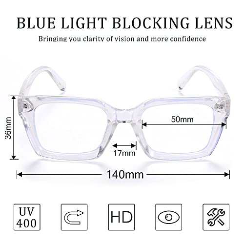 Rmerom Blue Light Blocking Glasses For Women Men Fashion Clear Glasses Classic Square Eyewear Thick Non Prescription Frame (Clear Glasses) #TOP2