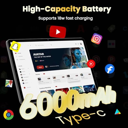 Image of Android 15 Tablet,10 inch Tablets, Octa Core CPU, 12GB+64GB+512GB Expansion, 1280x800 Display Screen, Wi-Fi6, Dual Camera, 6000mAh Battery Tablet PC,Widevine L1 Google Kids Space