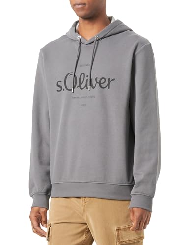 s.Oliver Herren Logo-Sweatshirt mit Kapuze Logo-Sweatshirt mit Kapuze, 98D1 grau, S – Ansicht 1