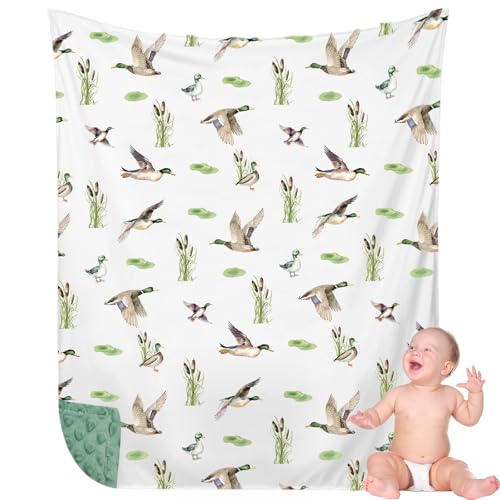 Image of HunnmingRe Mallard Duck Baby Blanket for Boys Girls Double Layer Minky with Dotted Backing Soft Mallard Duck Stuff Blanket for Toddler Newborn, 30 x 40 Inch