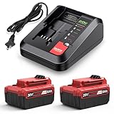 LabTEC 2-Pack 6.0Ah 20V Lithium Battery PCC685L and Battery Charger Kit Compatible with Porter-Cable
