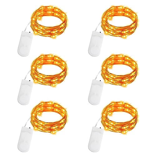 Gcstnn Lot de 6 Guirlande Lumineuse à Piles, 2M 20LED Mini Fil de Cuivre Guirlande Led Étanche Interieur Micro Fée Chaîne Lumières pour Bouteille Chambre...