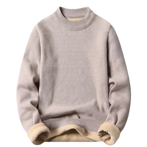 Men's Semi High Neck Casual Slim Fit Classic Knitted Sweater Solid Color Casual Loose Simple Thick Sweater