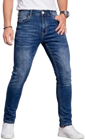 （14:30時点） [GINGTTO] ジンット デニムパンツ メンズ ブルー スキニー ストレッチ ジーンズ スリム 青 36