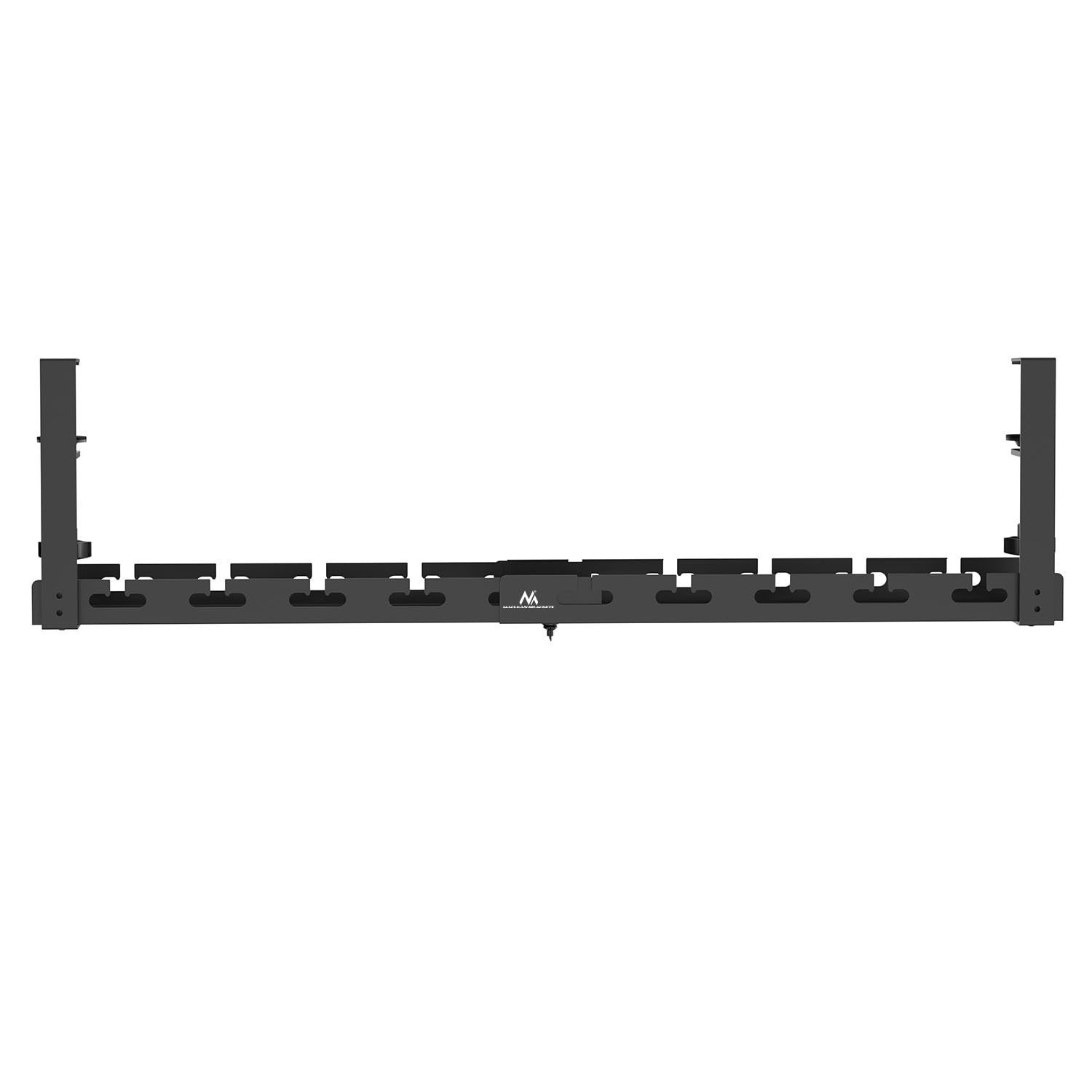 Maclean MC-103 B - Wysuwany organizer kabli od 43 do 72 cm, czarny, mocowanie zaciskowe, obciążenie 5 kg, uchwyt wielogniazdowy, wytrzymała stalowa osłona kabla