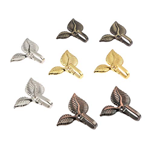 Hicello 2Pcs Curtain Hook Wall Tieback Multifunctional Hook Red Copper Vintage Leaf Design - Thumbnail 6