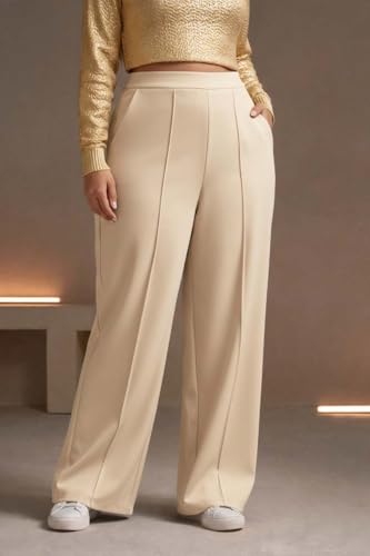 Image of KOTTY Women's Plus Size High Waist Wide Leg Pants for Stylish Comfort and Confident Casual /Stylish Wear