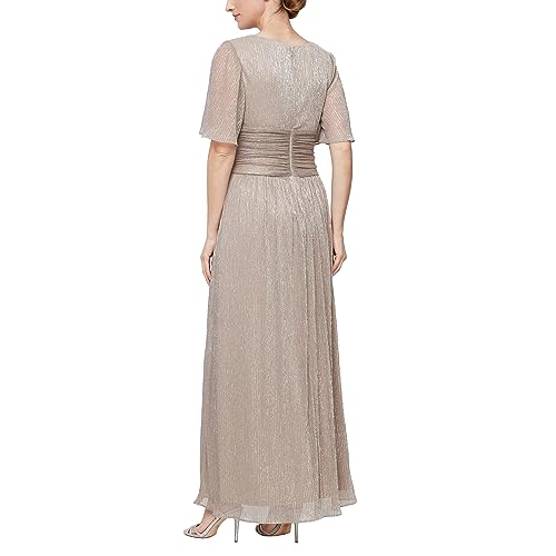 Image of S.L. Fashions Women's Long A-line Mother of The Bride Dress with Ruched Waist (Petite and Regular Sizes)