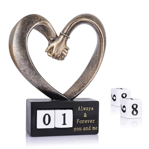 PlivBloom Kit de sculpture à la main pour statue à 2 mains, sculpture en forme de cœur, bronze, 1er au 50e anniversaire de mariage pour couple, épouse, statues pour décoration d'intérieur