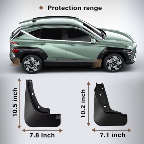 Image of Muslogy for 2024 2025 2026 Kona Mud Flaps Splash Guards Front & Rear 4Pcs Fender Flaps No Drilling Required Compatible with Hyundai Kona 2024 Accessories(Won't Fit N Line Model)