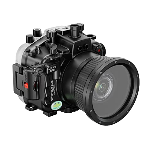Image of Professional Waterproof Camera Housing Case Compatible with Sony A7iii A7riii, 40M /130FT Depth Underwater Protection (Black, Standard Port)