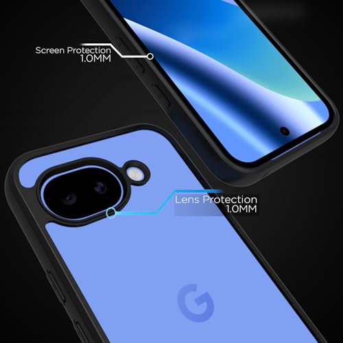 Image of RIGGEAR Shockproof Sleek Hybrid Armor Back Cover Case for Google Pixel 10a (Clear PC + Black TPU Bumper)