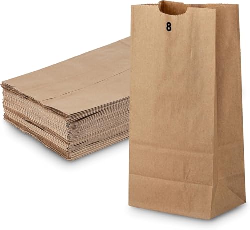 6 Lb Kraft Brown Paper Lunch Bags (500 Count) - Bulk Disposable Lunch Sacks, Small Size Blank Bag for Kids, Good for a Snack, Sandwich, Grocery Food, and Arts & Crafts Projects