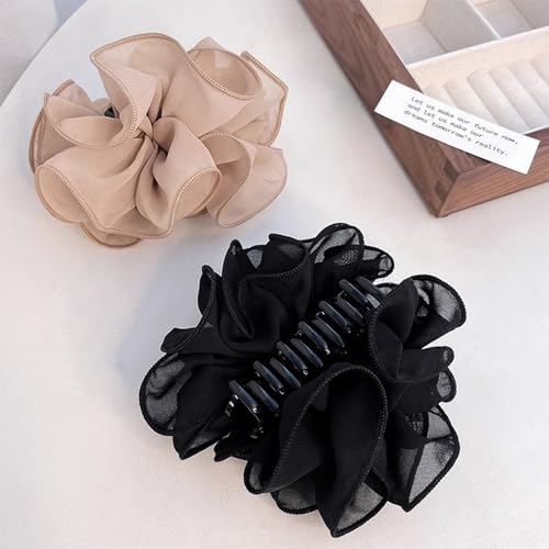 2PCS Large Chiffon Rose Hair Claw Clip miniatura 3