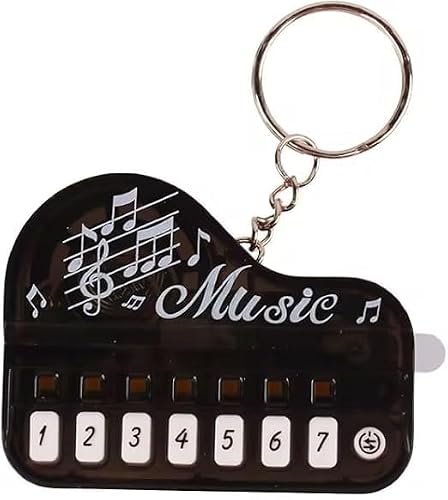 Black Micro Piano Keychain, Mini Electronic Keyboards Keychains with Lights, Portable Keyboard Instrument Keychains, Pianos and Keyboards, Musical Instrument,Accessories Gift, Car Keychain
