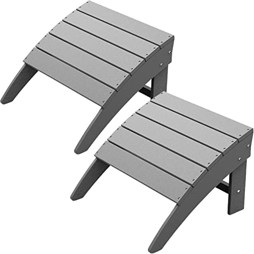 Otsun Adirondack Ottoman Set Of 2, Outdoor Footstool Weather Resistant, Plastic Patio Footrest For Adirondack Chair, Widely Used For Porch, Backyard, Garden, Fire Pits, Deck, Lawn, Grey #TOP20