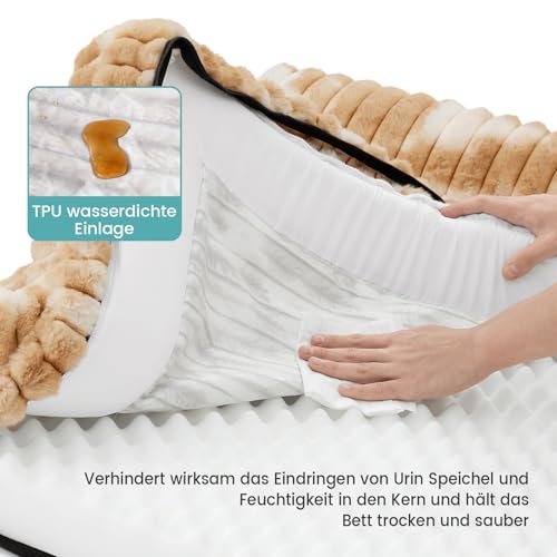COZY KISS Orthopädisches Hundebett für Große Hunde 90x68x15cm – Hundesofa mit Weichem Kunstfell & Cordbezug, Eierförmiger Kistenschaum, Ergonomischer Hundekorb, Abnehmbar & Waschbar, Tie-Dye Brown – Bild 7