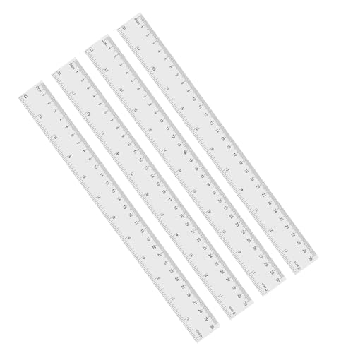 4 Pack Clear Plastic Ruler, Metric Rulers 30cm, 12 Inch Straight Ruler Bulk for Classroom, School, Office (4)