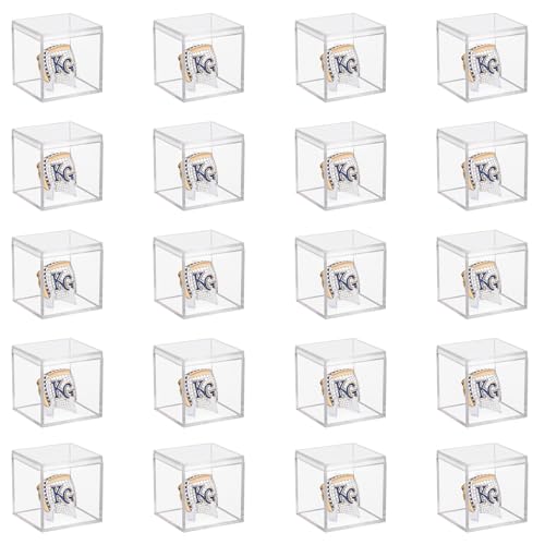 Image of 20 Pack Championship Ring Display Case Clear Acrylic Ring Case Display Box for Sports Baseball Softball Football Golf Single Ring Coin Holder Stand, 2.16 Inch