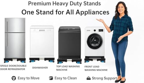 Image of 24 Wheel Premius Quality 250 kg Load Capacity Adjustable Size Front /Top Load Washing Machine Stand /Trolley Dishwasher, Refrigerator Fridge Stand /Trolley, Multipurpose Stand, Cooler Stand